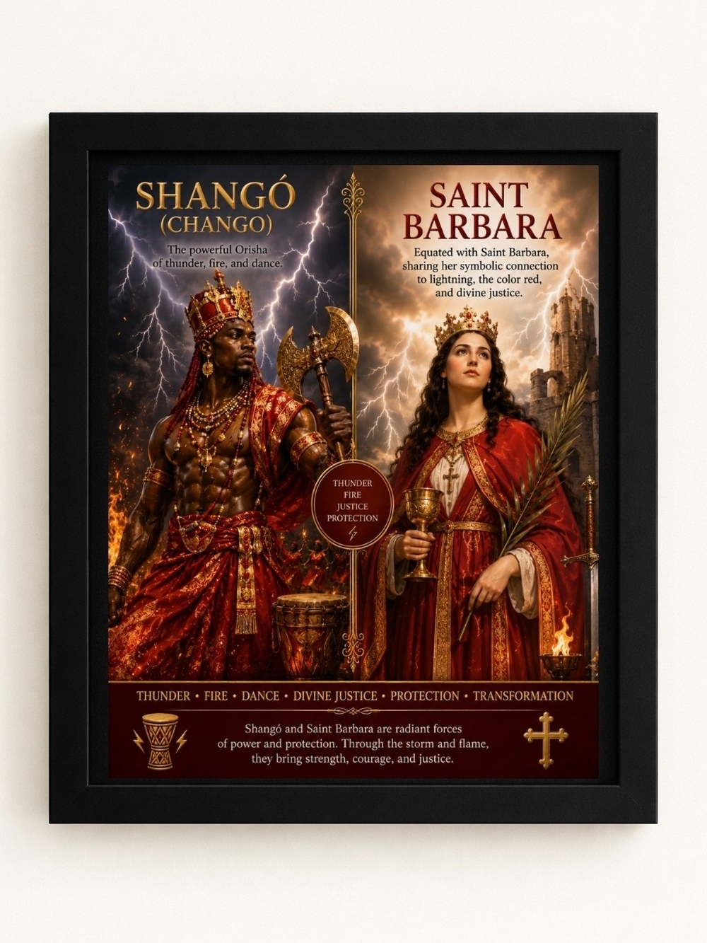 Shangó & Saint Barbara A.I. Art Print 8x10 Frame